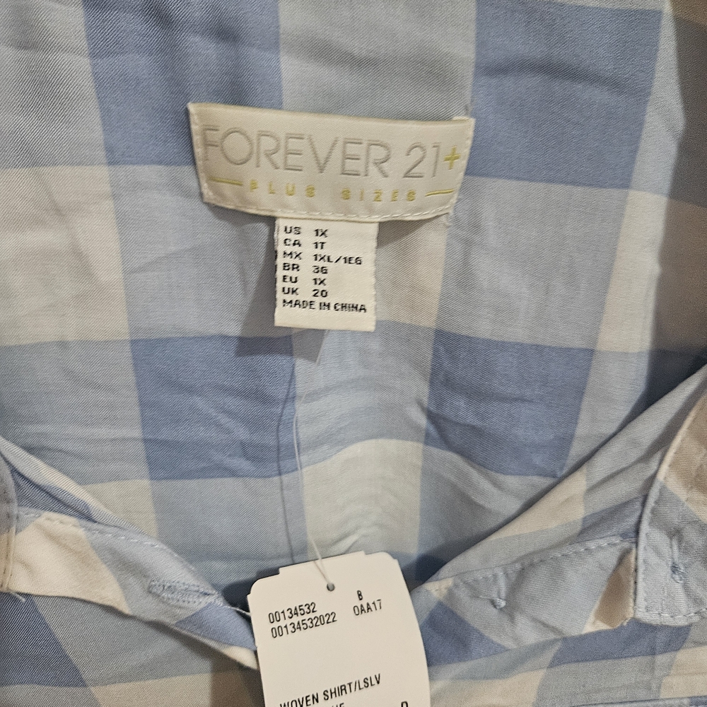 Forever 21 Blue and White Checkered Blouse - Picture 4 of 7
